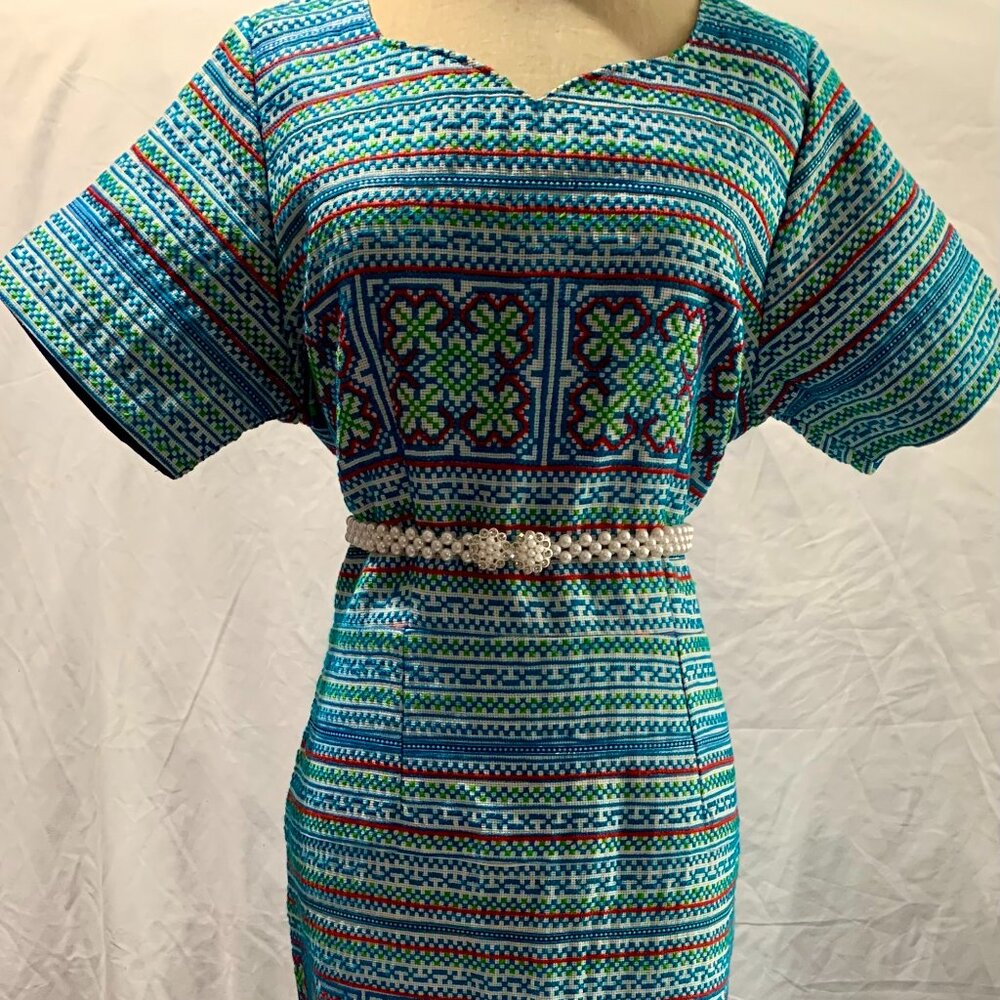 Modern Hmong Inspired Pencil Dress with fish tail